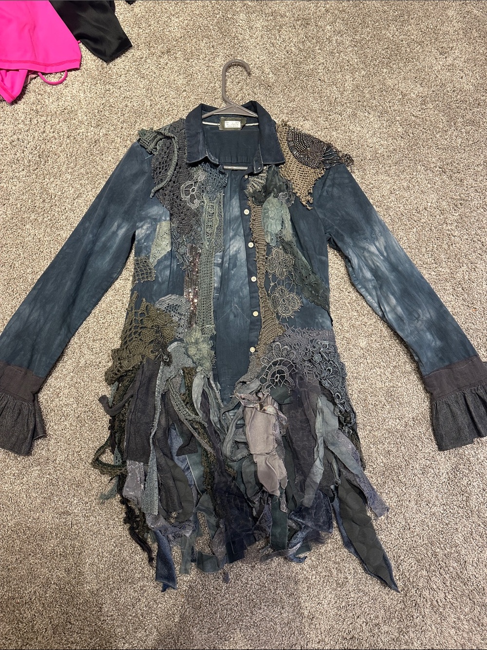 Raw Rags Boho Shirtdress Festival Fairy Lace Medium Victorian Lace handmade